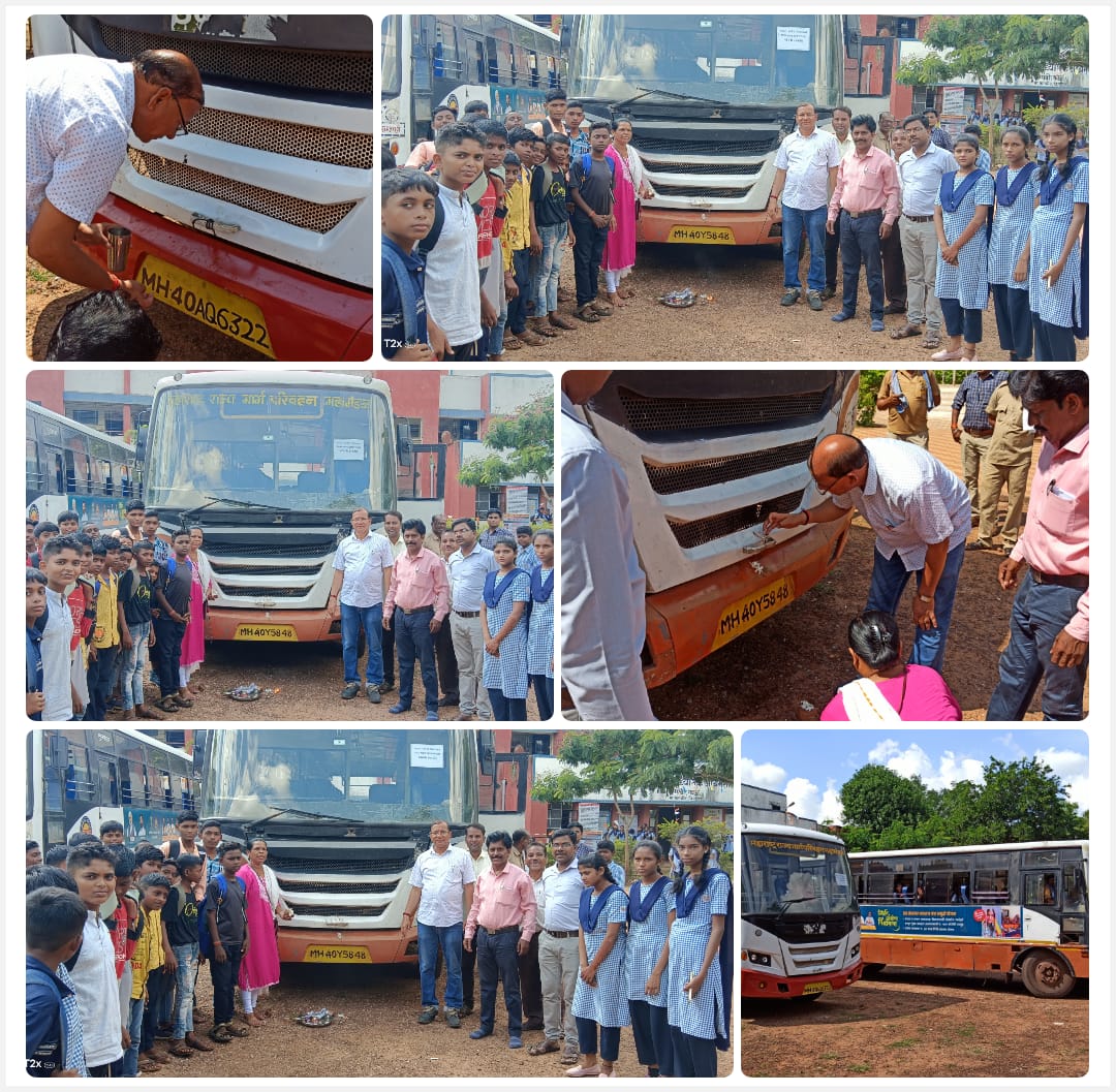 Students from Govt. Ashram School Kosambi Gawli departs for project level sports competition.